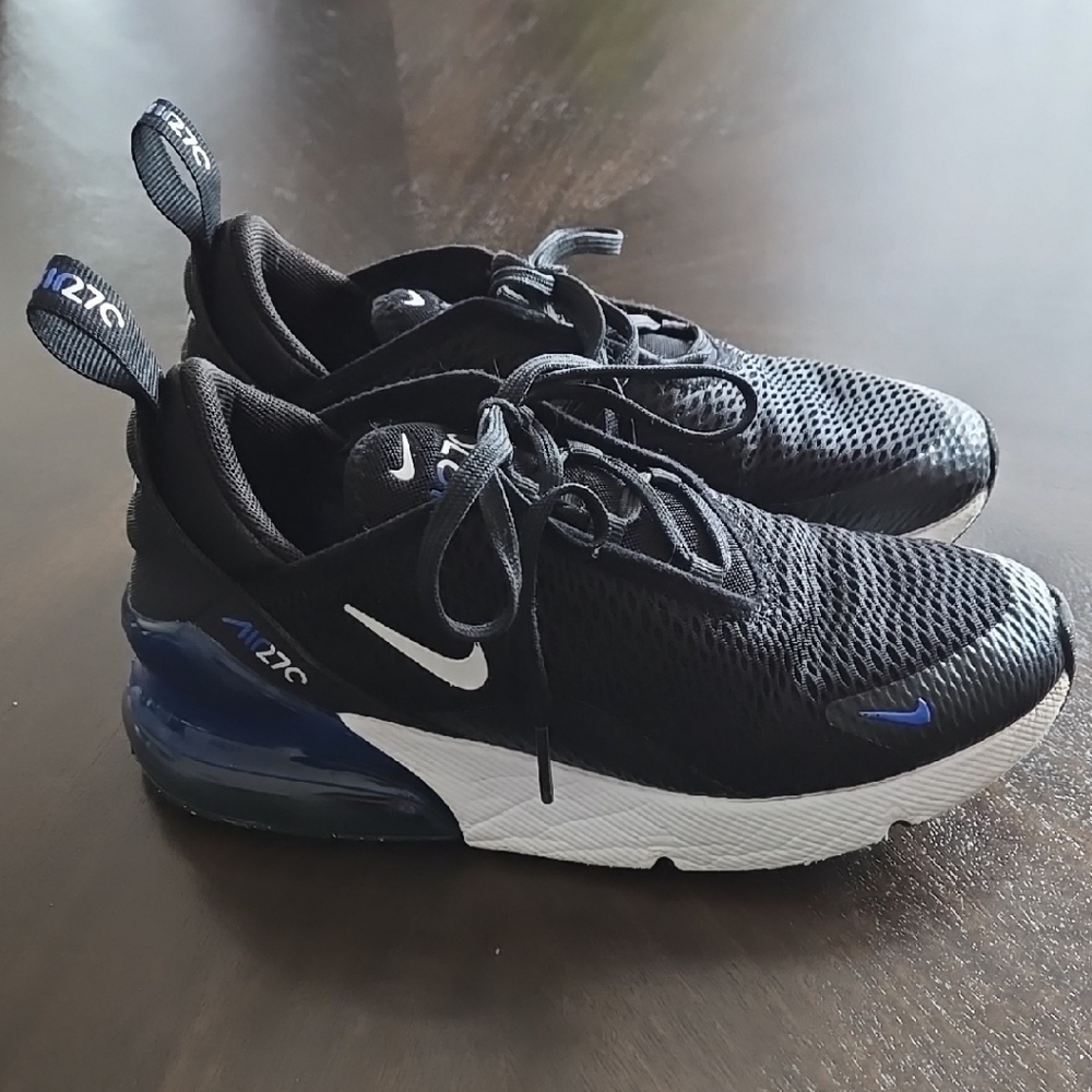 Youth Nike Airmax 270 Black and Blue Sneakers